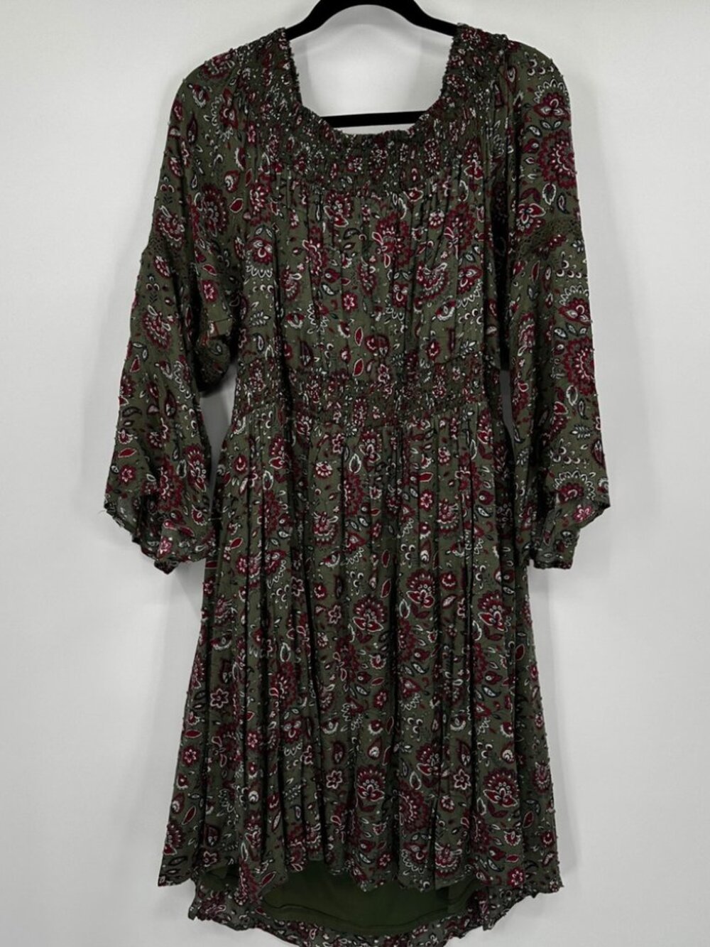 Torrid Olive Green Floral Smocked Waist Midi Dress - Picture 2 of 2
